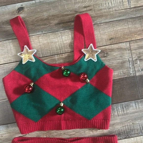 Women’s size extra small two-piece Christmas sweater dress - Picture 2 of 4